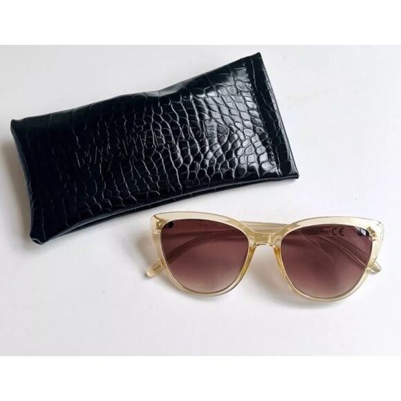 RACHEL ZOE Nina CatEye Classic Sunglasses Nude Crystal Brown Slightly Oversized main image 9